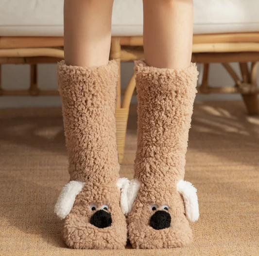 Damen Plüsch-Hundesocken